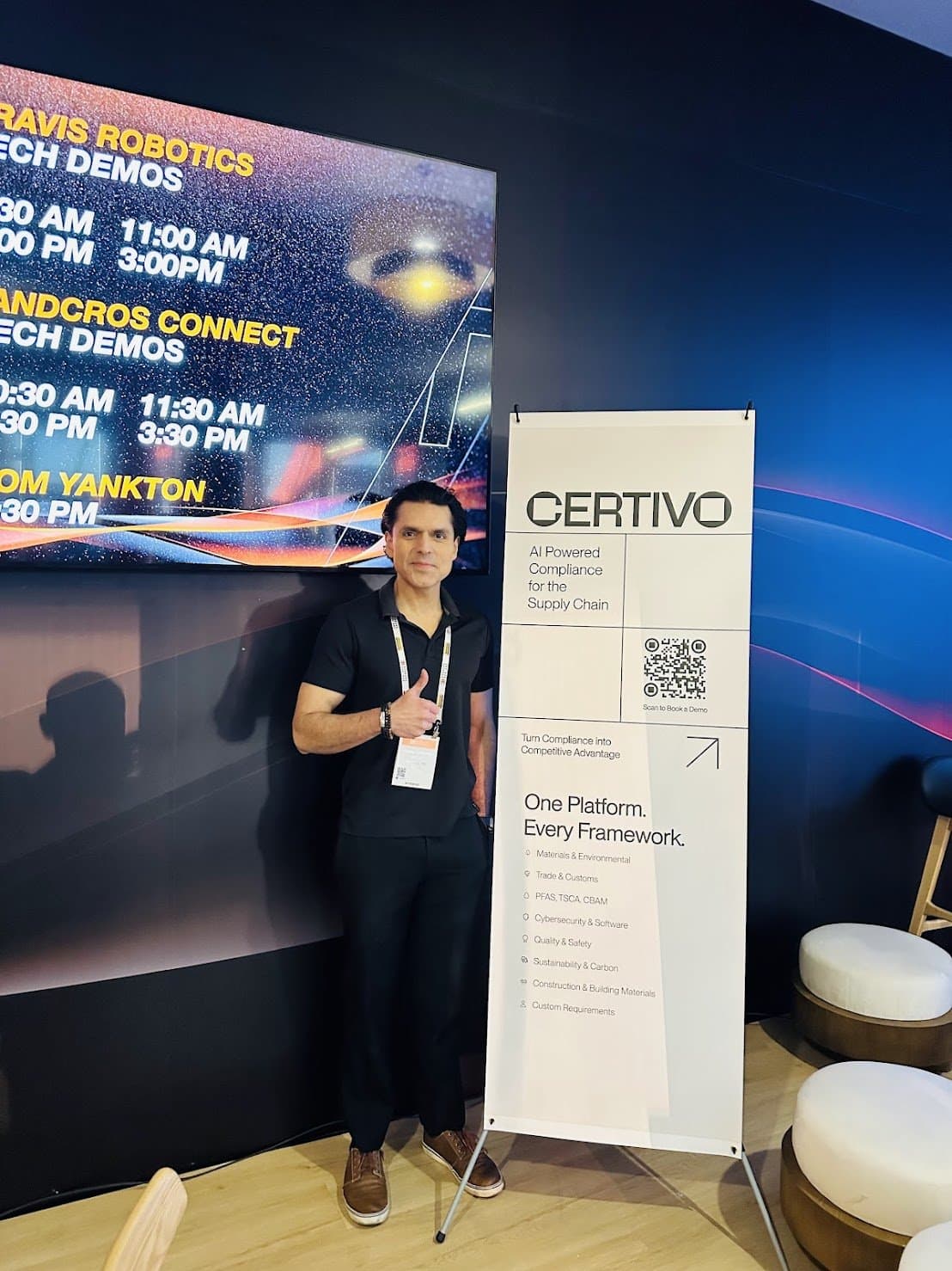 Kunal Chopra at the Certivo booth banner